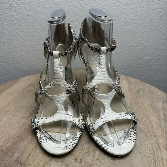 Michael Kors Snakeskin Stiletto Heels Size 6.5 Women Black White - Picture 2 of 6